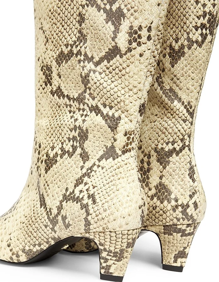 Women's Dellia 65MM Snake-Embossed Leather Boots - Natural - Size 5 - Image 3