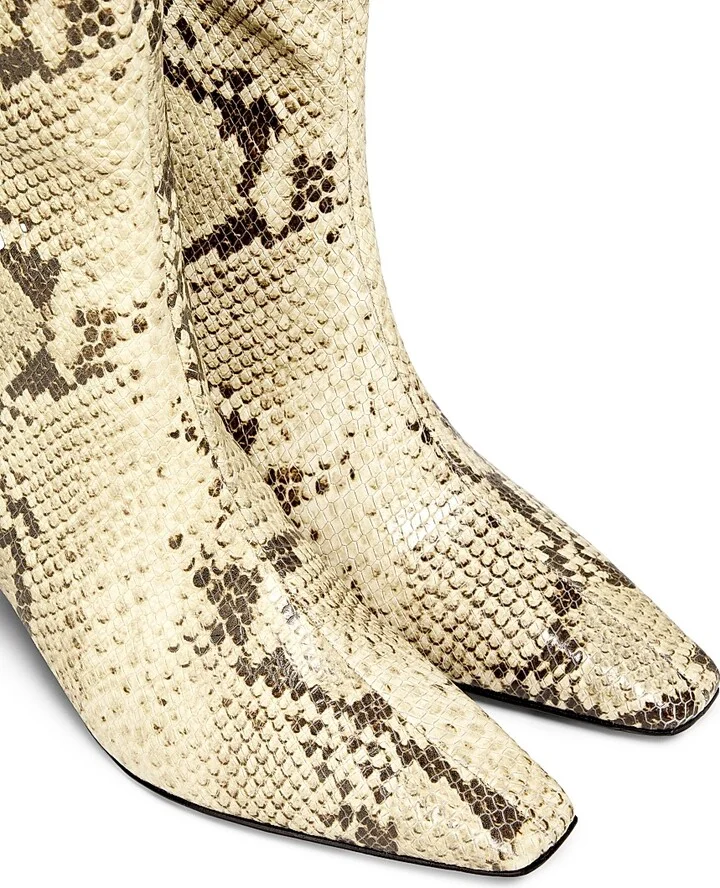 Women's Dellia 65MM Snake-Embossed Leather Boots - Natural - Size 5 - Image 4