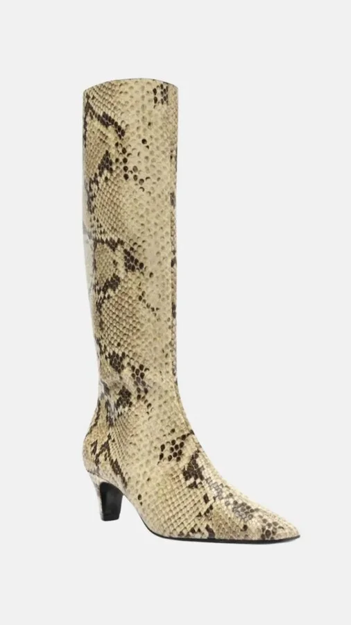 Women's Dellia Snake-Embossed Kitten Heel Boots In Natural