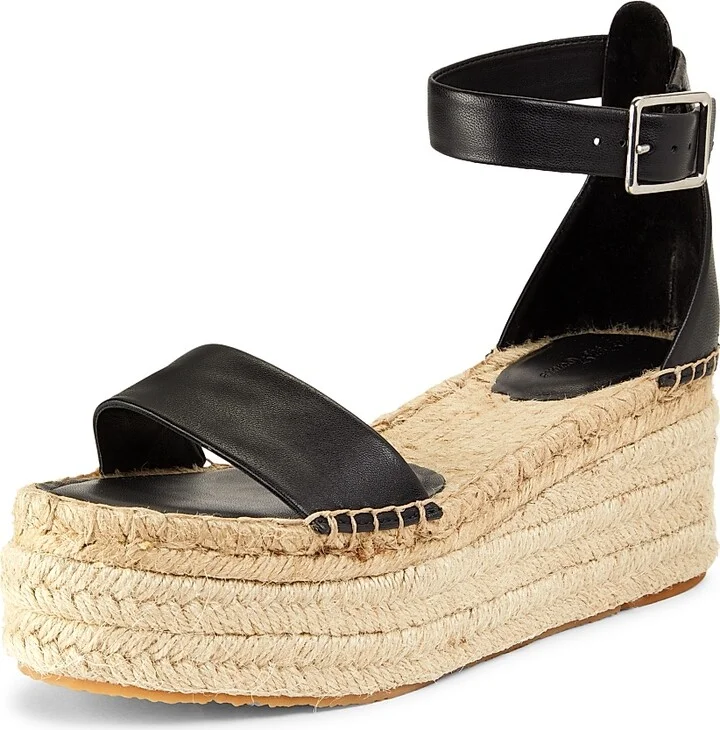 Women's Deluxe Leather Platform Espadrille Sandals - Black - Size 9.5 - Image 2