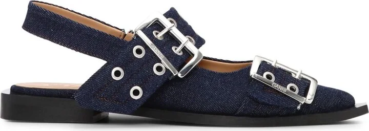 Women's Denim Feminine Buckle Ballerinas