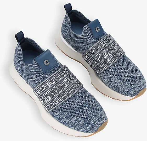 Womens Denim Flare Sparkle Low-Top Knitted Trainers Eur 41 / 8 Uk Women - Image 2