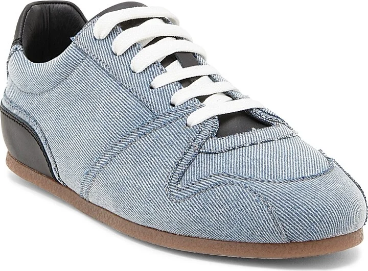 Women's Denim Low-Top Tennis Shoes - Light Blue Black - Size 6 - Image 2