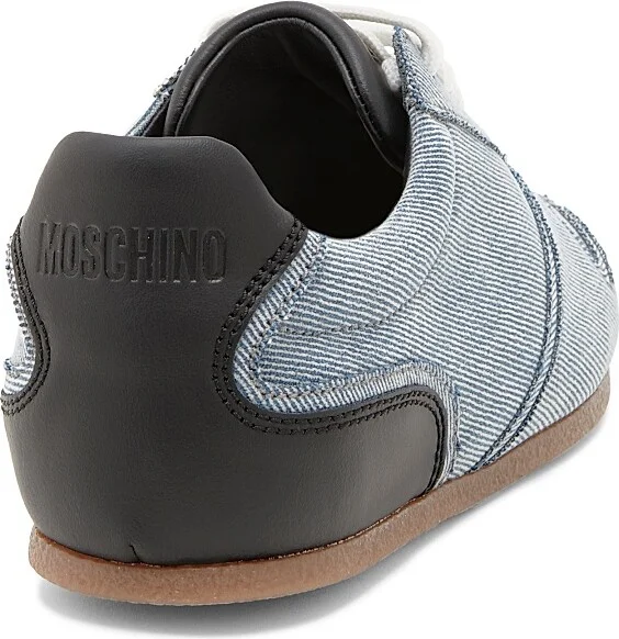 Women's Denim Low-Top Tennis Shoes - Light Blue Black - Size 6 - Image 3