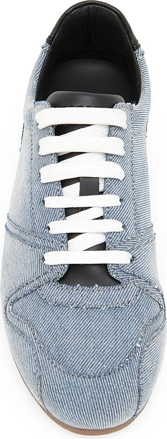 Women's Denim Low-Top Tennis Shoes - Light Blue Black - Size 6 - Image 4