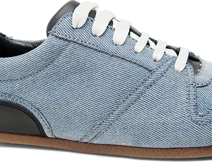 Women's Denim Low-Top Tennis Shoes - Light Blue Black - Size 6 - Image 5