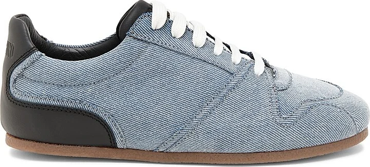 Women's Denim Low-Top Tennis Shoes - Light Blue Black - Size 6