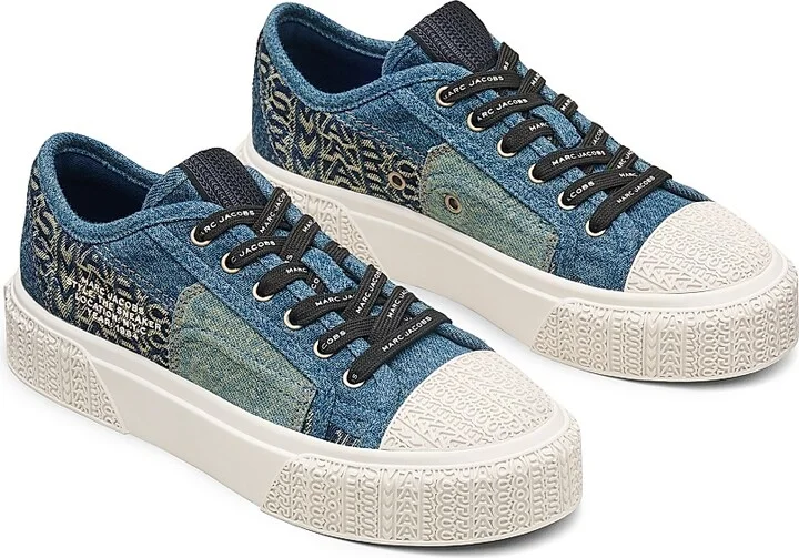 Women's Denim Monogram Low-Top Sneakers - Indigo Multi - Size 5 - Image 2