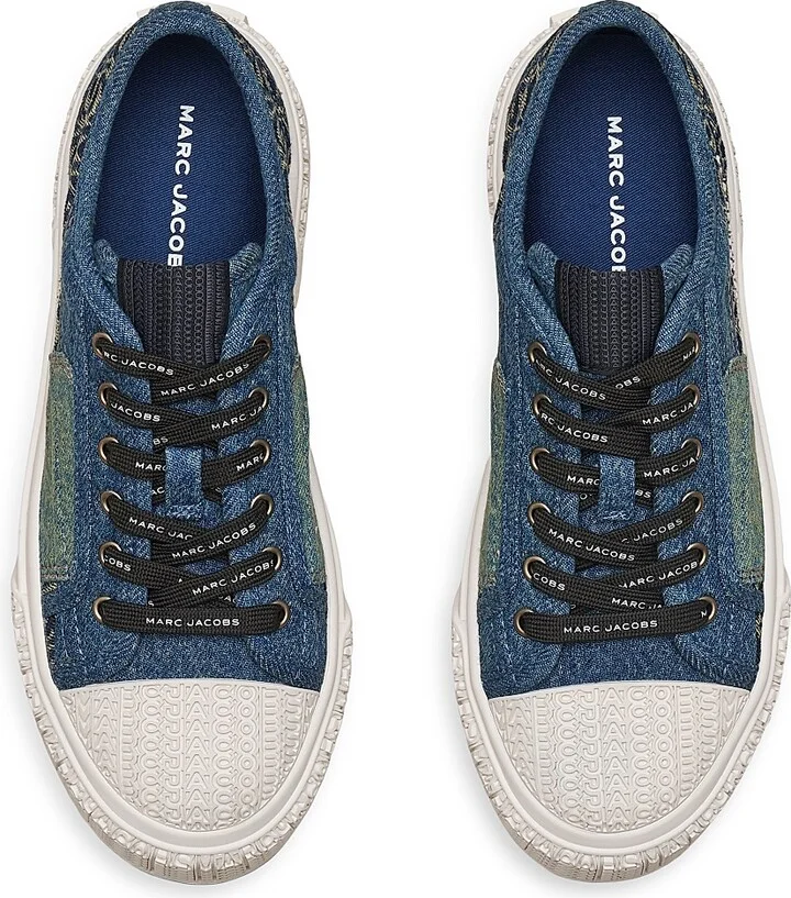 Women's Denim Monogram Low-Top Sneakers - Indigo Multi - Size 5 - Image 3