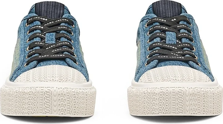 Women's Denim Monogram Low-Top Sneakers - Indigo Multi - Size 5 - Image 4