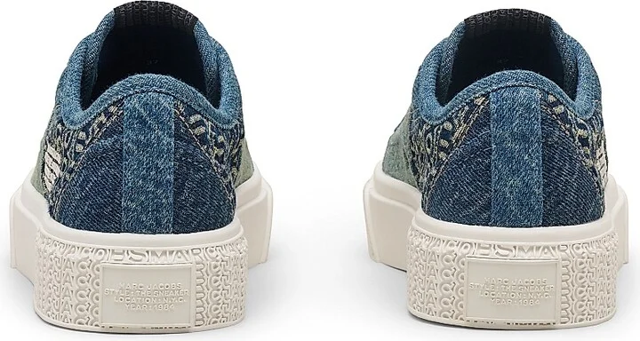 Women's Denim Monogram Low-Top Sneakers - Indigo Multi - Size 5 - Image 5