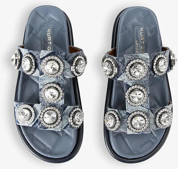 Womens Denim Orson Crystal-Embellished Woven Flat Sandals Eur 41 / 8 Uk Women - Image 2