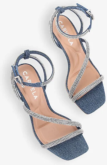 Womens Denim Paparazzi Jewel-Embellished Heeled Sandals Eur 36 / 3 Uk Women - Image 2