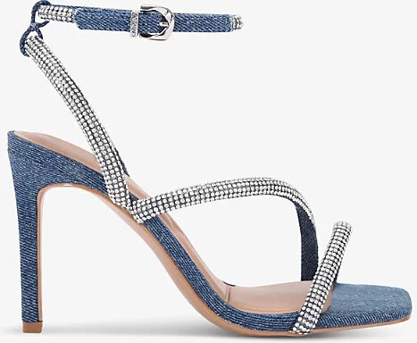 Womens Denim Paparazzi Jewel-Embellished Heeled Sandals Eur 36 / 3 Uk Women