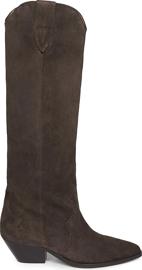 Women's Denvee 40MM Suede Tall Western Boots - Faded Black - Size 5 - Image 11