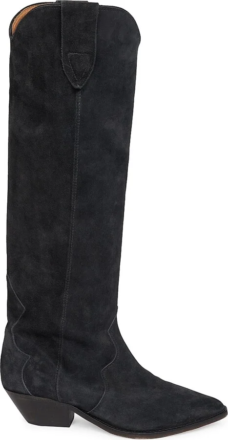 Women's Denvee 40MM Suede Tall Western Boots - Faded Black - Size 5