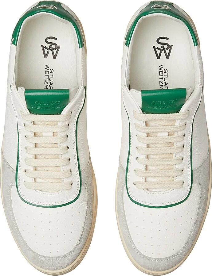 Women's Derby Leather & Suede Low-Top Sneakers - Light Grey White Pink - Size 6 - Image 7