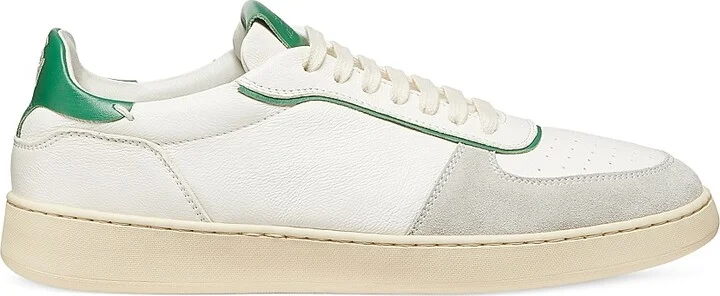 Women's Derby Leather & Suede Low-Top Sneakers - Light Grey White Pink - Size 6 - Image 8
