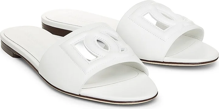 Women's DG Interlocked Leather Sandals - White - Size 5 - Image 2