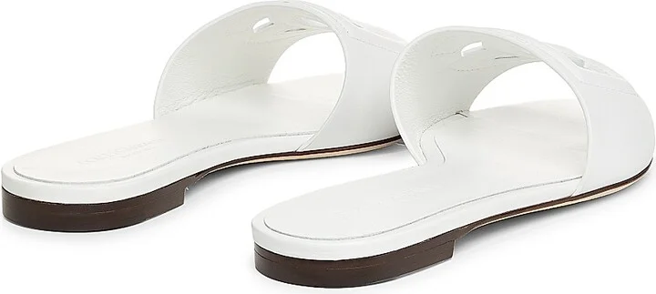 Women's DG Interlocked Leather Sandals - White - Size 5 - Image 3