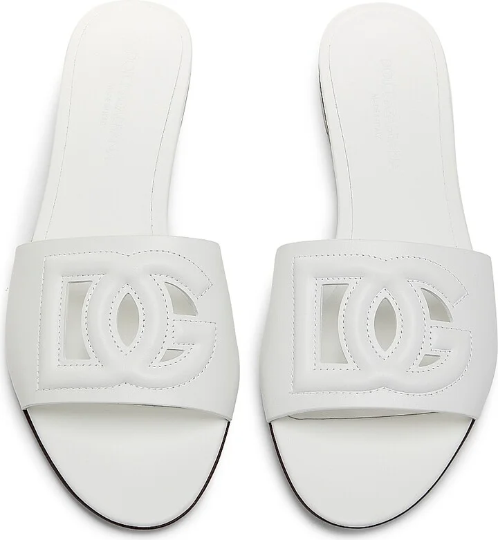 Women's DG Interlocked Leather Sandals - White - Size 5 - Image 4