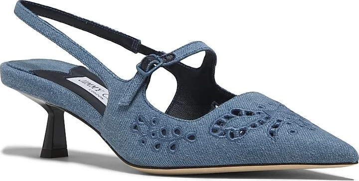 Women's Didi 45MM Embroidered Denim Pumps - Blue Haze - Size 5 - Image 2