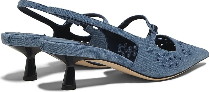 Women's Didi 45MM Embroidered Denim Pumps - Blue Haze - Size 5 - Image 3