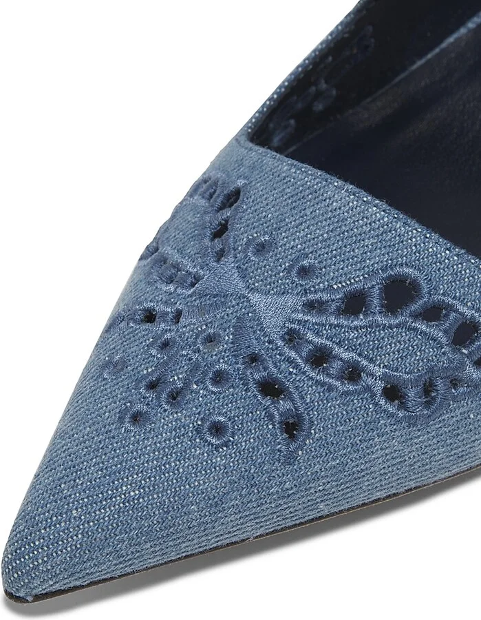 Women's Didi 45MM Embroidered Denim Pumps - Blue Haze - Size 5 - Image 5