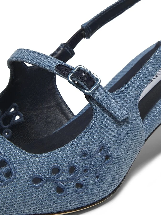 Women's Didi 45MM Embroidered Denim Pumps - Blue Haze - Size 5 - Image 6