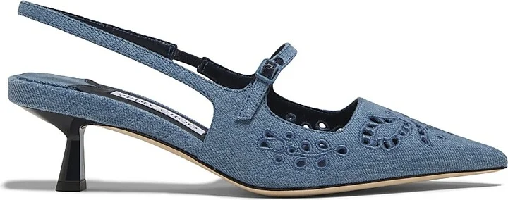 Women's Didi 45MM Embroidered Denim Pumps - Blue Haze - Size 5