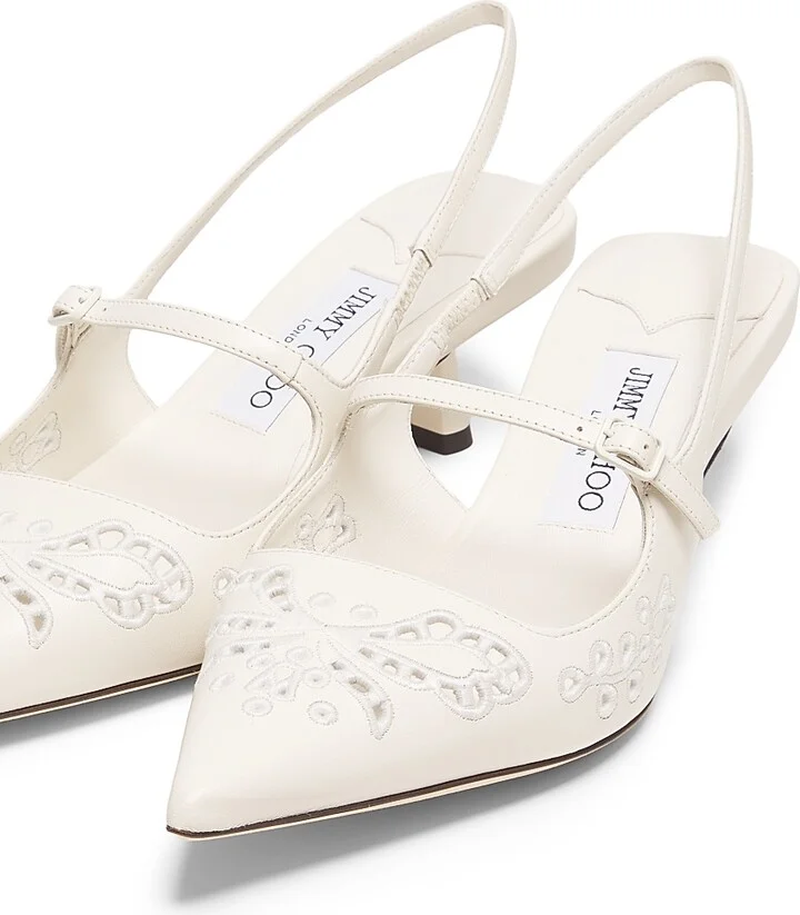 Women's Didi 45MM Leather Embroidered Slingback Pumps - Latte - Size 5.5 - Image 2
