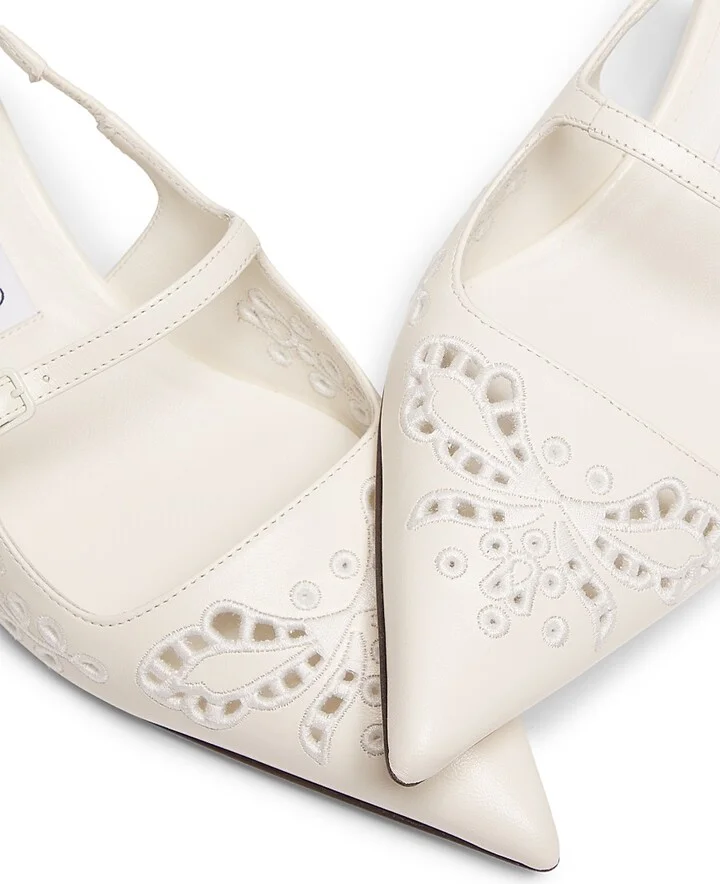 Women's Didi 45MM Leather Embroidered Slingback Pumps - Latte - Size 5.5 - Image 6