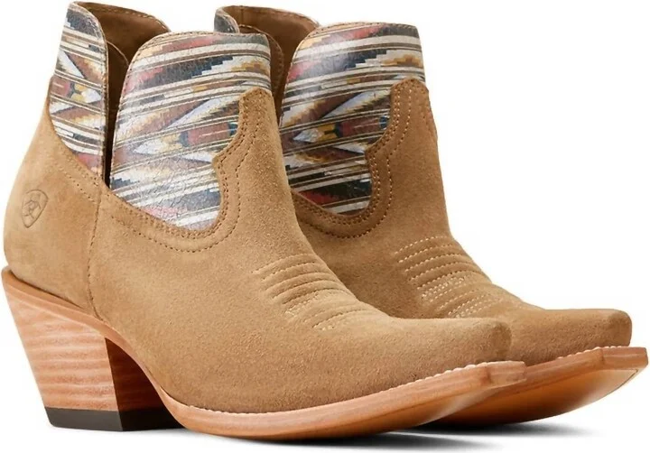 Women's Dijon Roughout Snip Toe Booties In Dijon/multi