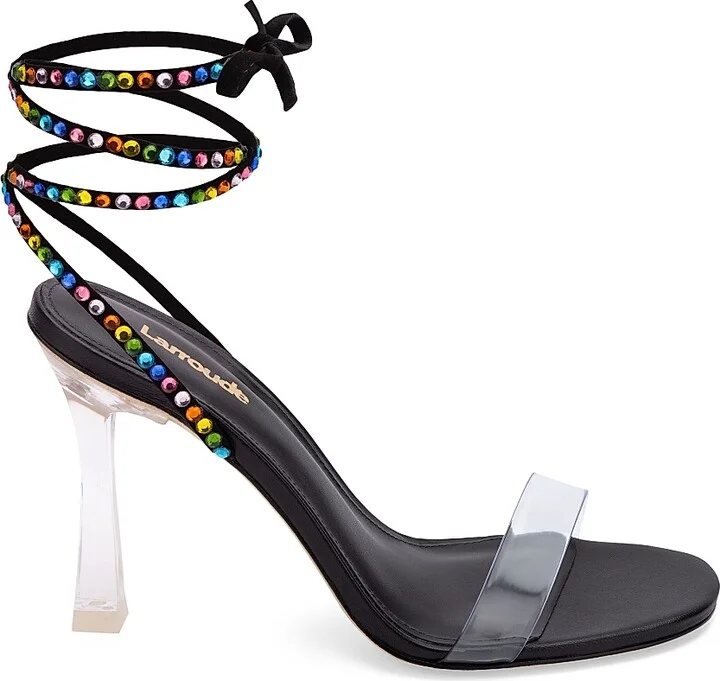 Women's Disco Gloria Embellished Wrap Sandals - Black - Size 5.5