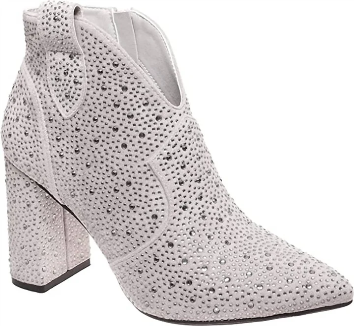 Women's Diva Rhinestone Boots In Silver