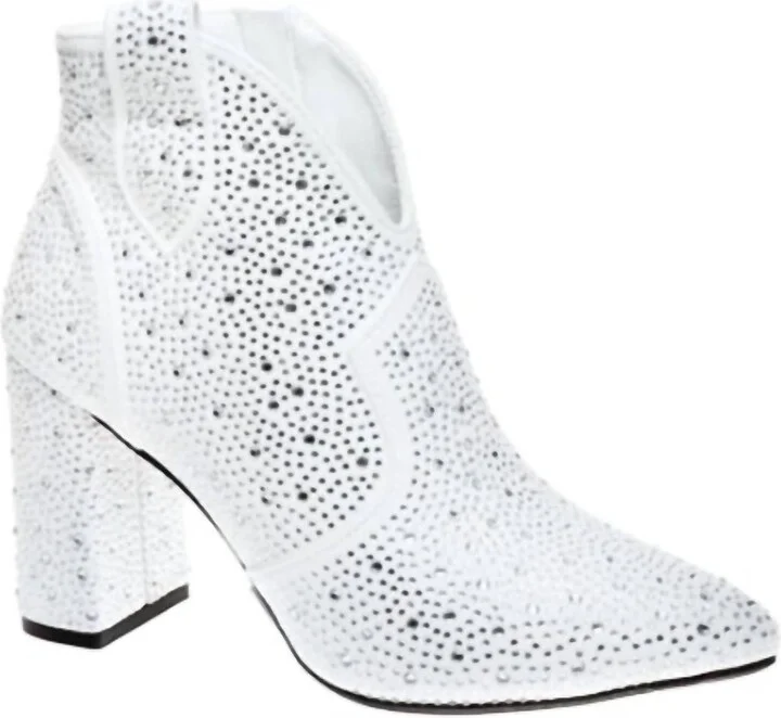 Women's Diva Rhinestone Boots In White