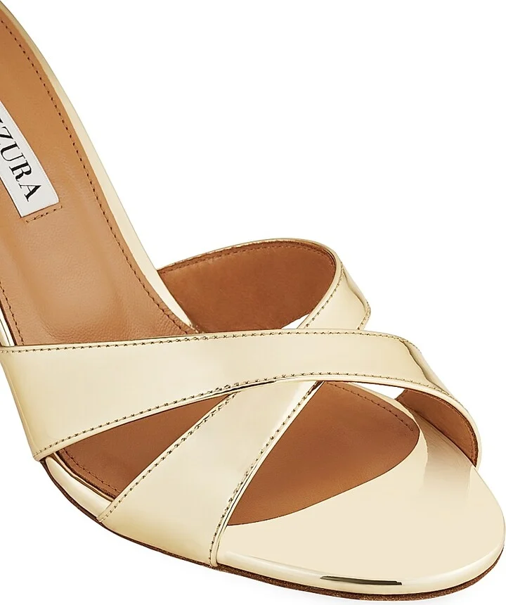 Women's Divine 85MM Metallic Block-Heel Sandals - Soft Gold - Size 5 - Image 3