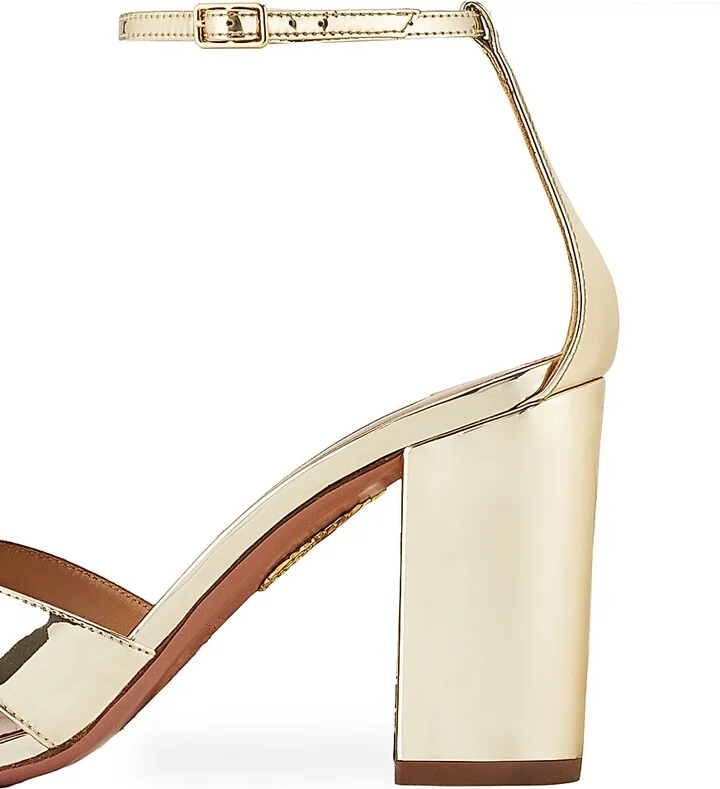 Women's Divine 85MM Metallic Block-Heel Sandals - Soft Gold - Size 5 - Image 4