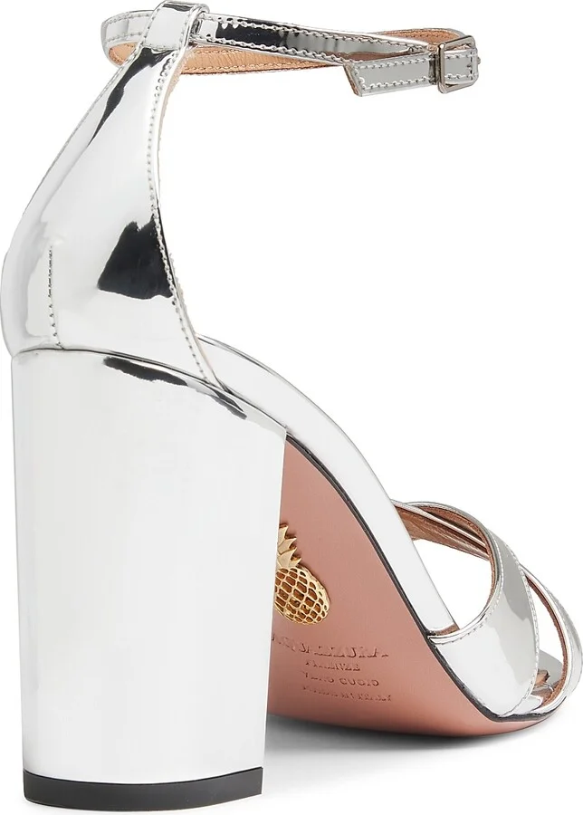 Women's Divine 85MM Metallic Block-Heel Sandals - Soft Gold - Size 5 - Image 7