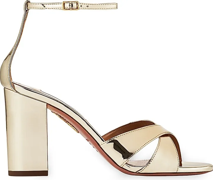 Women's Divine 85MM Metallic Block-Heel Sandals - Soft Gold - Size 5