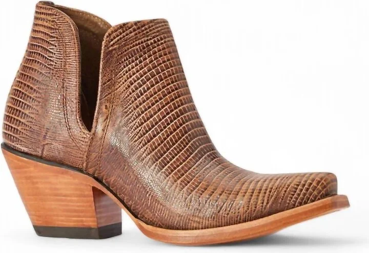 Women's Dixon Bootie In Brown Lizard Print