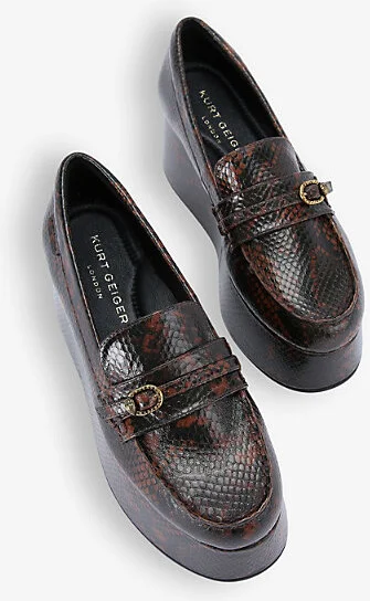 Womens Dk.Brn Com Mayfair Flatform-Heel Leather Loafers Eur 36 / 3 Uk Women - Image 2
