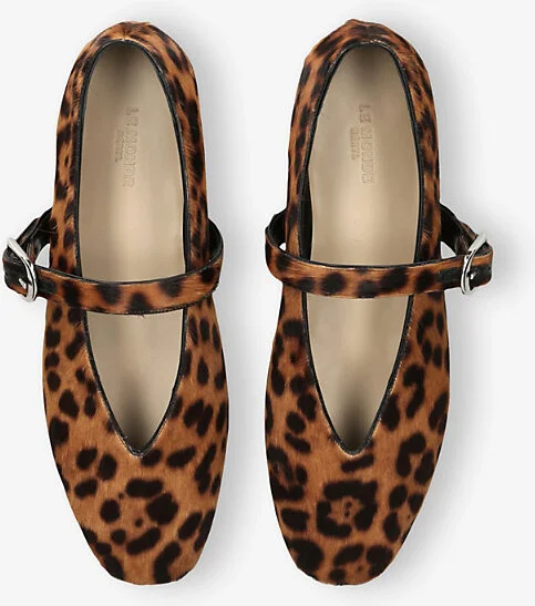 Womens Dk.Brn Com Stella Leopard-Pattern Calf-Hair Ballet Flats Eur 36 / 3 Uk Women - Image 2