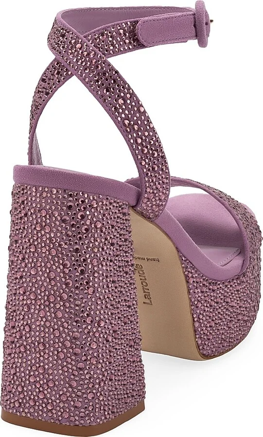 Women's Dolly Crystal-Embellished Platform Ankle-Strap Sandals - Lavander - Size 6.5 - Image 3
