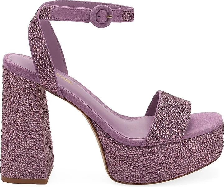 Women's Dolly Crystal-Embellished Platform Ankle-Strap Sandals - Lavander - Size 6.5