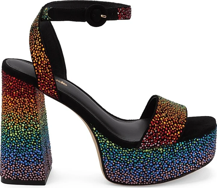 Women's Dolly Crystal Platform Ankle-Strap Sandals - Black Crystal Multi - Size 5