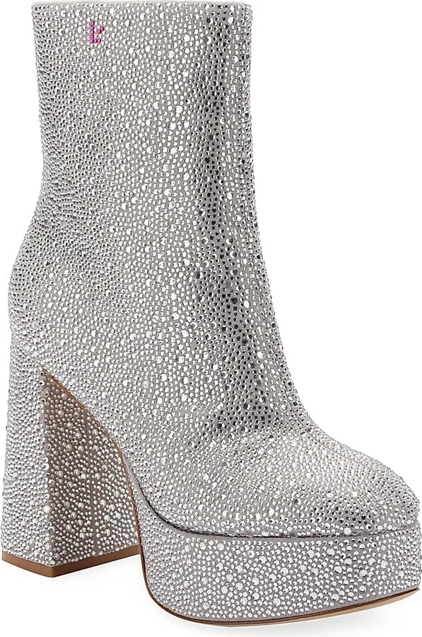 Women's Dolly Crystal Platform Boots - Light Gray - Size 7 - Image 2