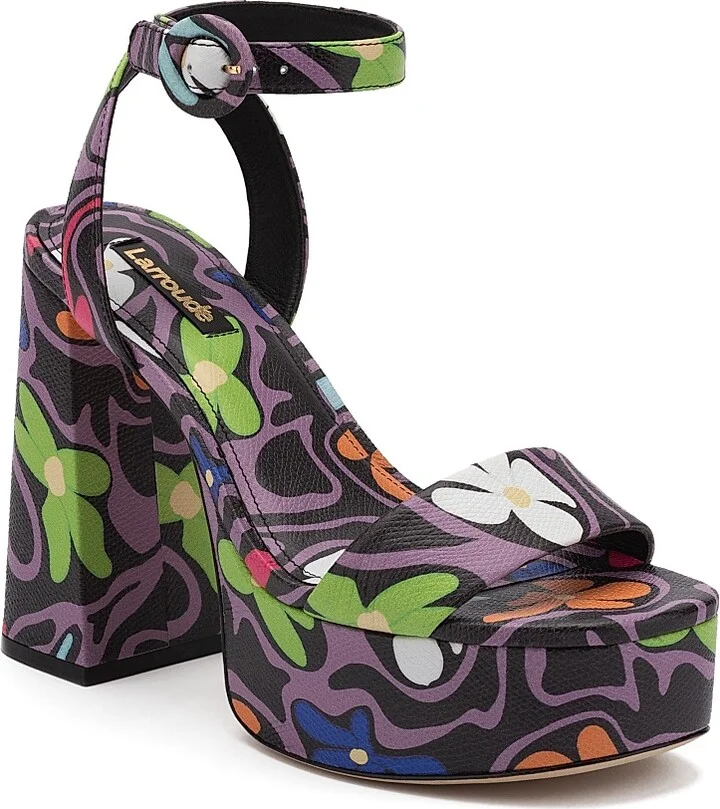 Women's Dolly Floral Patent Leather Platform Sandals - Black - Size 7 - Image 2