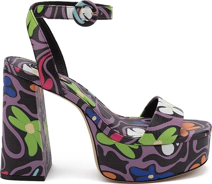 Women's Dolly Floral Patent Leather Platform Sandals - Black - Size 7