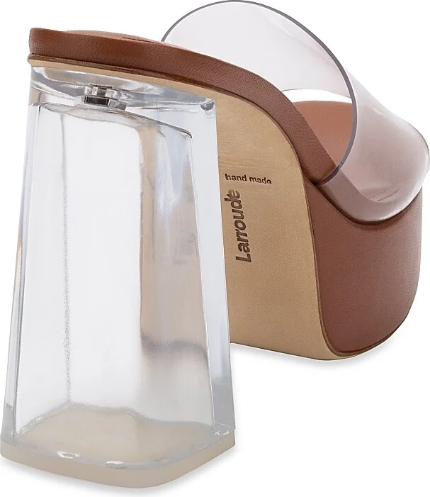 Women's Dolly Lucite Vinyl Platform Mules - Clear Caramel - Size 7.5 - Image 3
